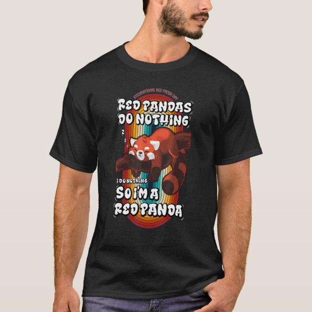 Red Panda gör ingenting den 17 september Lazy Retr T Shirt (Framsida)