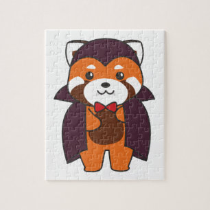 Red Panda Halloween Cute Djävulen Vampire Costume Pussel