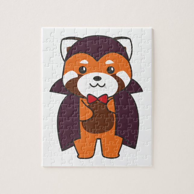 Red Panda Halloween Cute Djävulen Vampire Costume  Pussel (Vertikal)