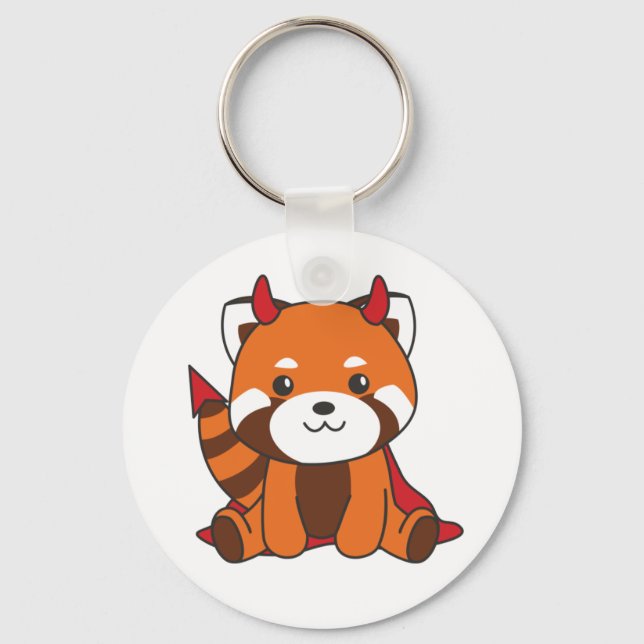 Red Panda Halloween Cute Djävulen Witch Costume Ke Nyckelring (Framsida)
