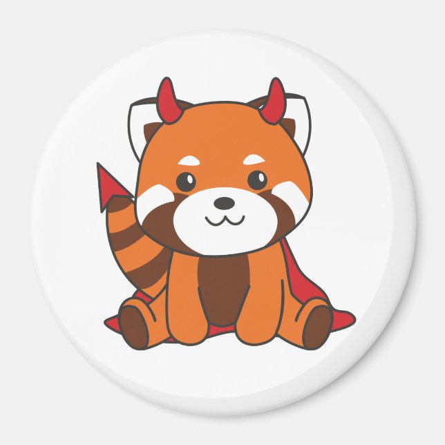 Red Panda Halloween Cute Djävulen Witch Costume Magnet (Framsidan)
