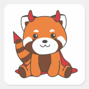 Red Panda Halloween Cute Djävulen Witch Costume Sq Fyrkantigt Klistermärke
