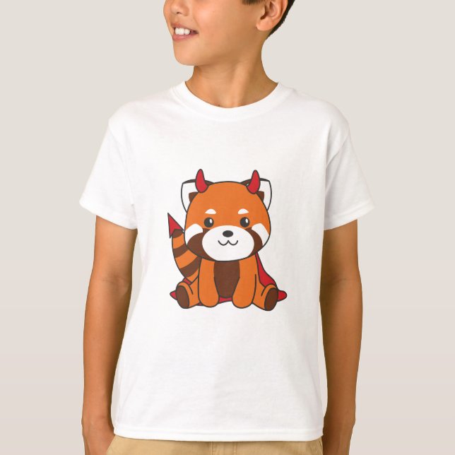 Red Panda Halloween Cute Djävulen Witch Costume T Shirt (Framsida)