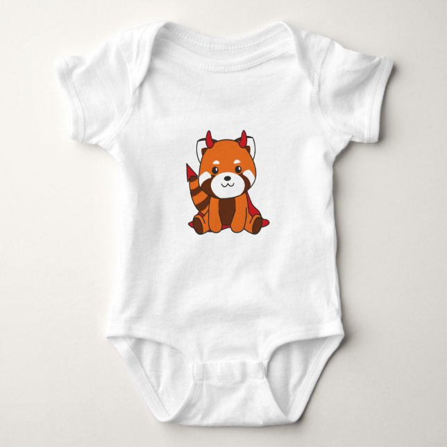 Red Panda Halloween Cute Djävulen Witch Costume T Shirt (Framsida)