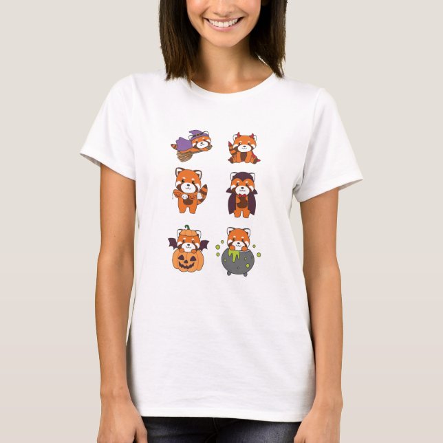 Red Panda Halloween Djävulen Pumpkin Vampire Costu T Shirt (Framsida)