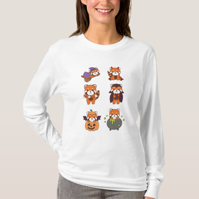 Red Panda Halloween Djävulen Pumpkin Vampire Costu T Shirt (Framsida)