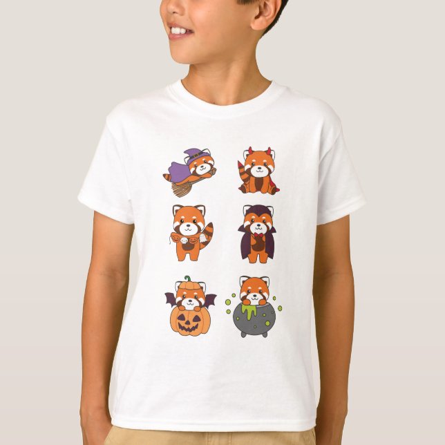Red Panda Halloween Djävulen Pumpkin Vampire Costu T Shirt (Framsida)