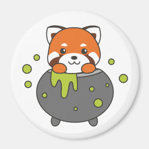 Red Panda Happy halloween Cauldron Fladdermus Magnet