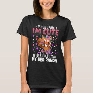 Red Panda Heart Valentine Day Animal for Women T Shirt