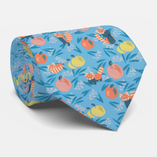 "Red Panda" Himmel Blue Apple Neck Tie Slips