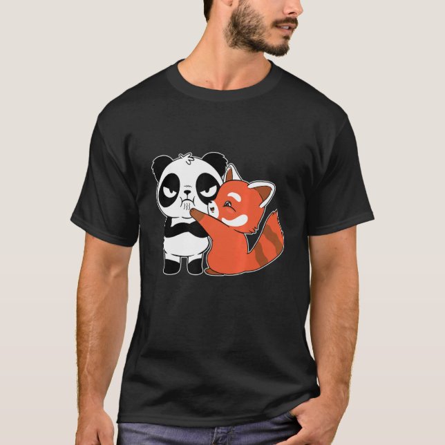 Red Panda Hugs Panda Bear Toppen Cute Panda Bears T Shirt (Framsida)