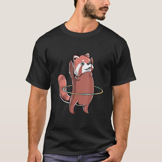 Red Panda Hula Hoop Dancer Dancing Cardio Workout T Shirt (Framsida)