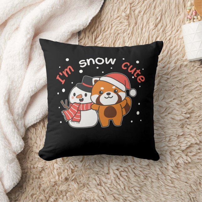 Red Panda I är Snö Cute Snögubbe Snö Pun Kudde (Filt)