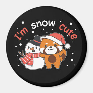 Red Panda I är Snö Cute Snögubbe Snö Pun Magnet