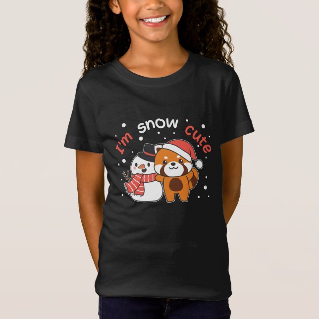 Red Panda I är Snö Cute Snögubbe Snö Pun T Shirt (Framsida)
