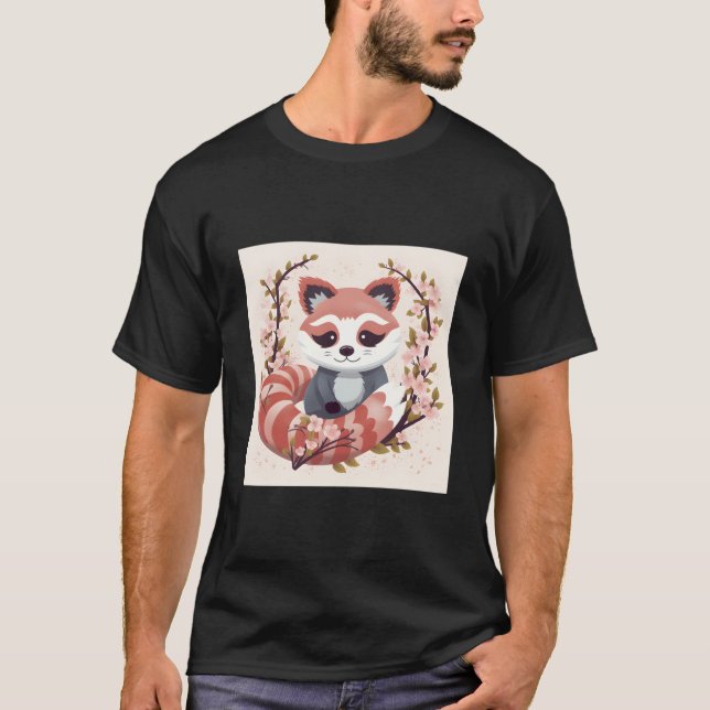 Red Panda In Cherry Blossom Garden Perfect Springt T Shirt (Framsida)