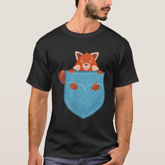 Red Panda In Pocket Red Pandas Animal T Shirt (Framsida)