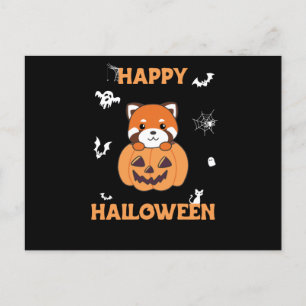 Red Panda in Pumpkin Cute Pandas Happy halloween Vykort