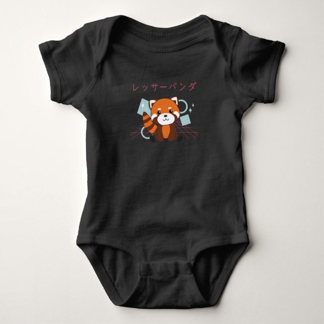 Red Panda Japan Retro 90s Kawaii Animals T Shirt (Framsida)