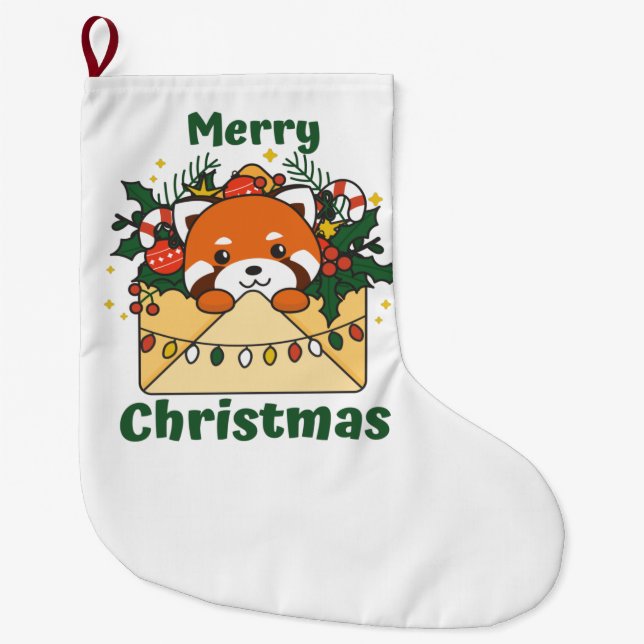 Red Panda jul Brev Winter Animals Pandas Stor Julstrumpa (Framsidan)