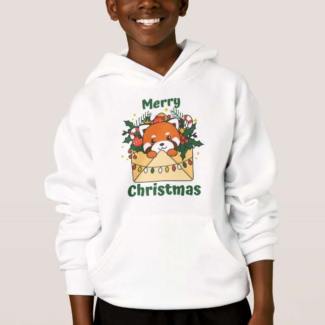 Red Panda jul Brev Winter Animals Pandas T Shirt (Framsida)