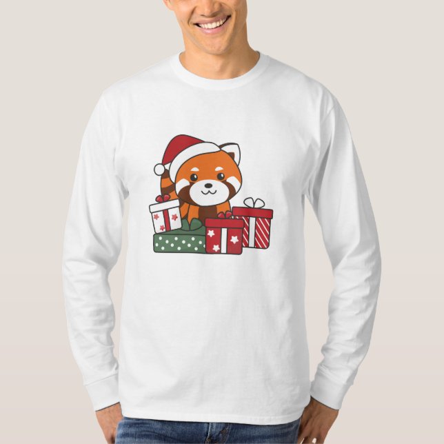 Red Panda jul Gift Winter Red Pandas T Shirt (Framsida)