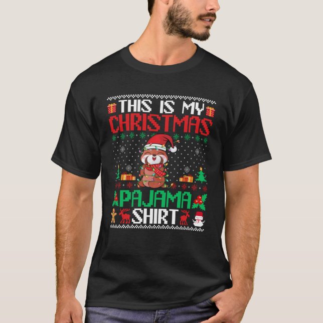 Red Panda jul Julafton Pajama Shirt Santa Hat Re T (Framsida)