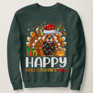 Red Panda jul Ljus Santa Hat Pajamas Gift T Shirt