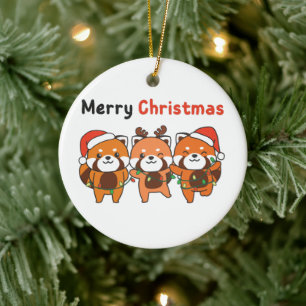 Red Panda jul Red Pandas God jul Cer Julgransprydnad Keramik