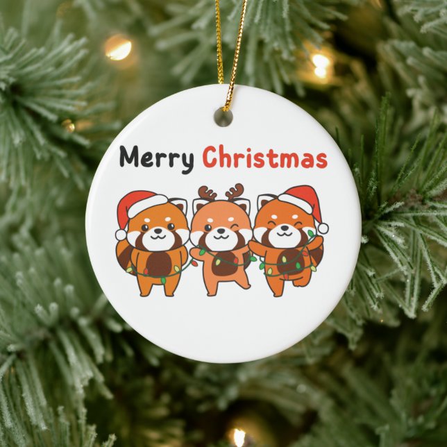 Red Panda jul Red Pandas God jul Cer Julgransprydnad Keramik (Träd)