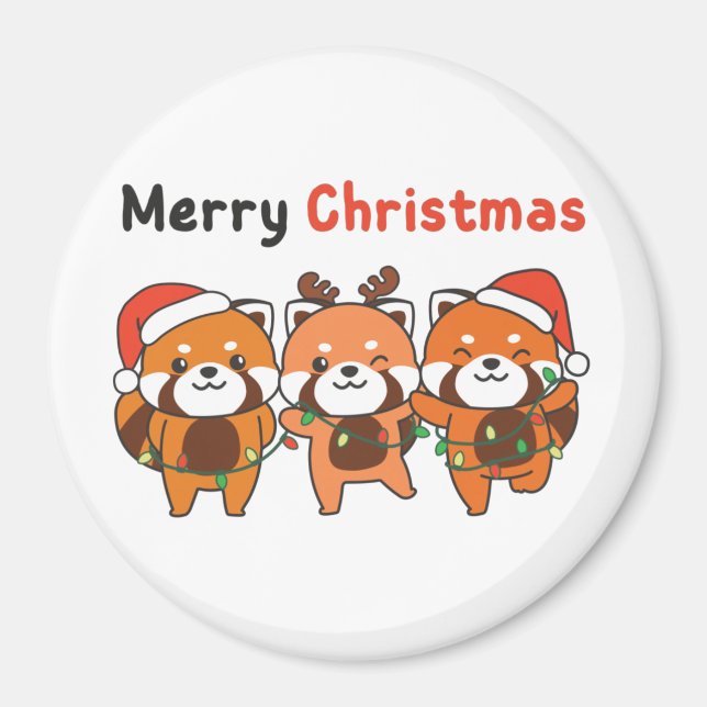 Red Panda jul Red Pandas God jul Mag Magnet (Framsidan)