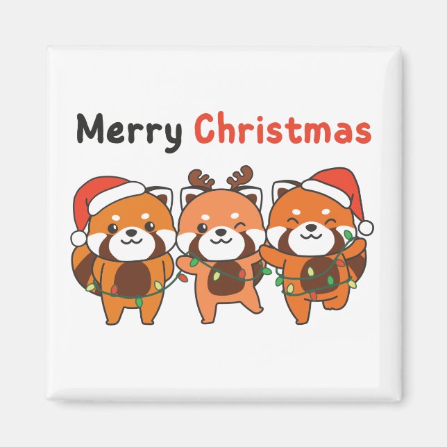 Red Panda jul Red Pandas God jul Mag Magnet (Framsidan)