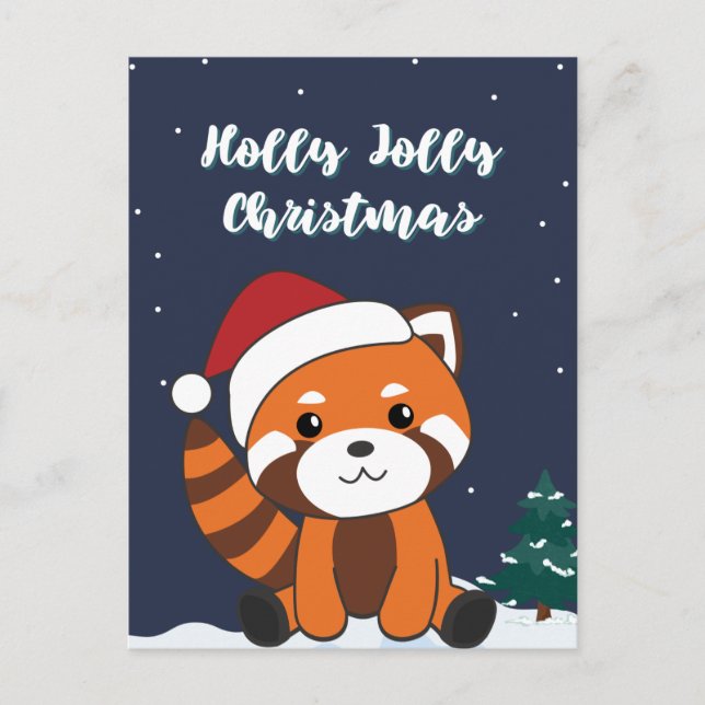 Red Panda jul Snö Winter Animals Pandas Hol Helg Vykort (Framsida)