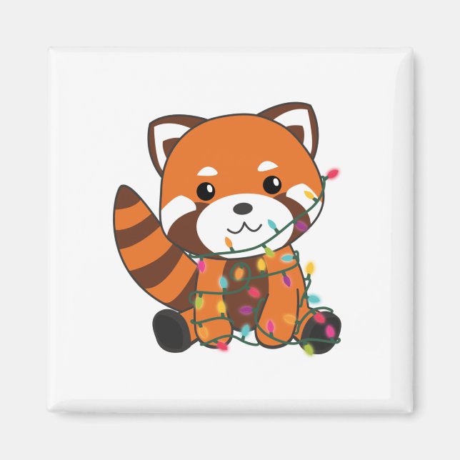 Red Panda jul Snö Winter Animals Pandas Magnet (Framsidan)