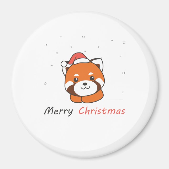 Red Panda jul Snö Winter Animals Pandas Magnet (Framsidan)