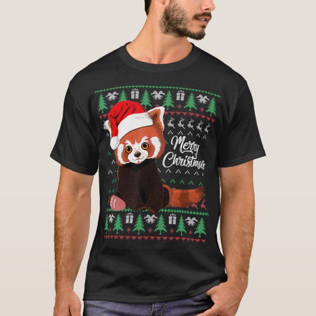 Red Panda jul Ugly Sweater God jul Pajama T Shirt (Framsida)
