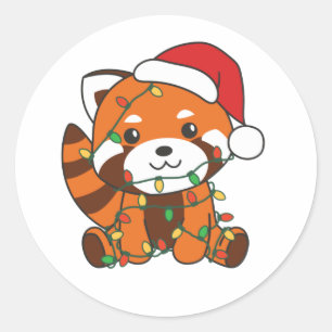 Red Panda jul Winter Animals Red Pandas Clas Runt Klistermärke