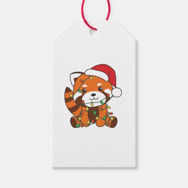 Red Panda jul Winter Animals Red Pandas Presentetikett (Framsidan)