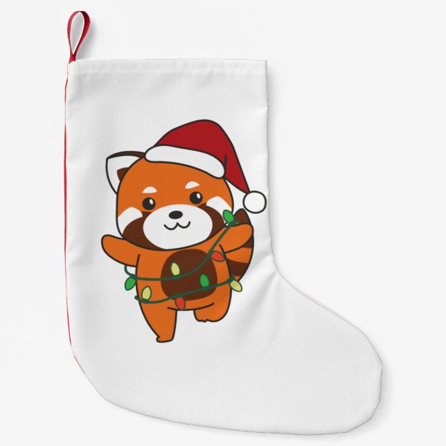 Red Panda jul Winter Animals Red Pandas Smal Liten Julstrumpa (Framsidan)