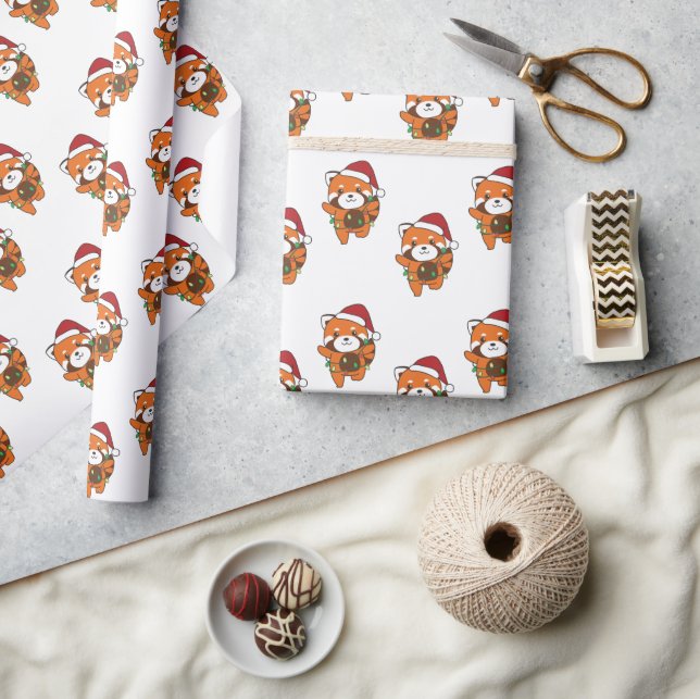 Red Panda jul Winter Animals Red Pandas Wrap Presentpapper (Hantverk)