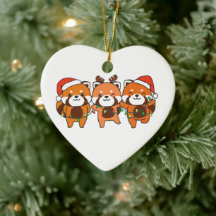 Red Panda-juldjur Cute Red Pandas Cerami Julgransprydnad Keramik