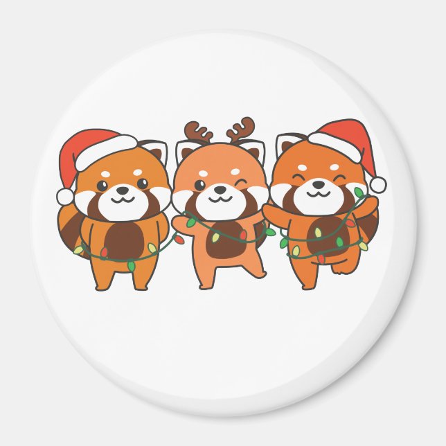 Red Panda-juldjur Cute Red Pandas Magnet (Framsidan)