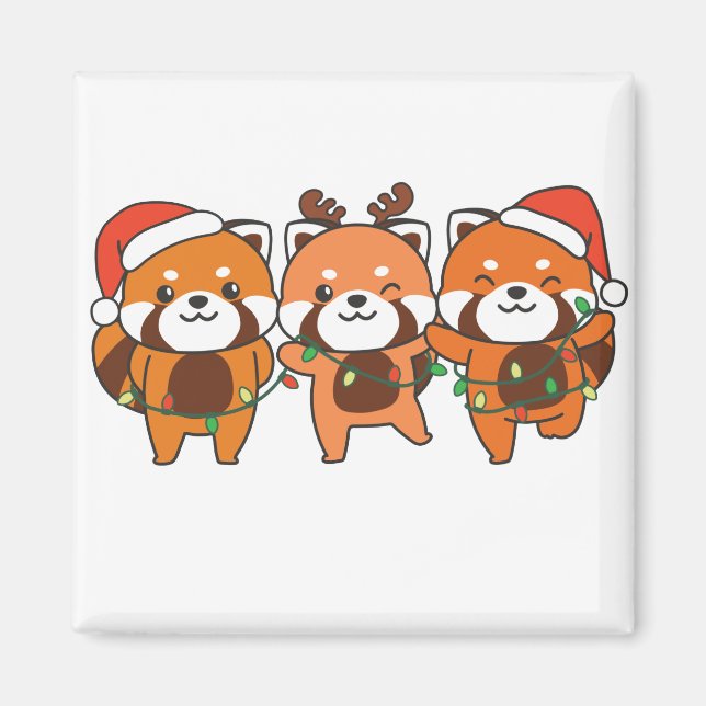 Red Panda-juldjur Cute Red Pandas Magnet (Framsidan)