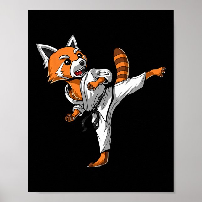 Red Panda Karate Ninja Martial Arts Kickboxing Tae Poster (Framsidan)