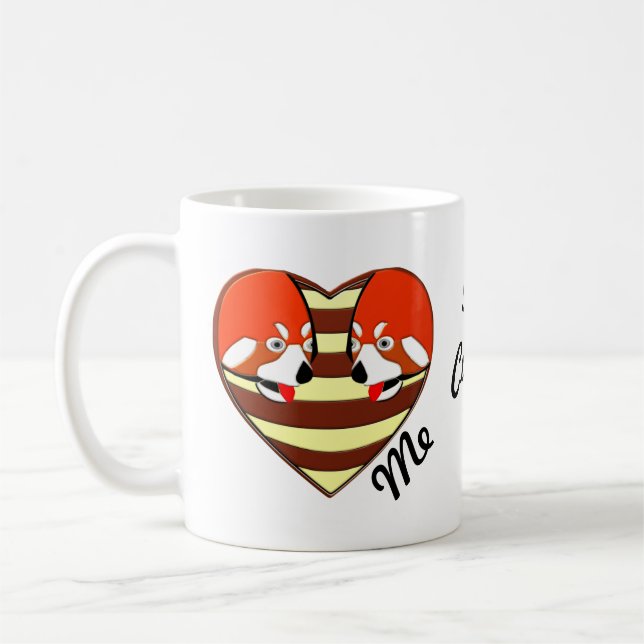 Red Panda Kärlek hjärta Kaffemugg (Vänster)
