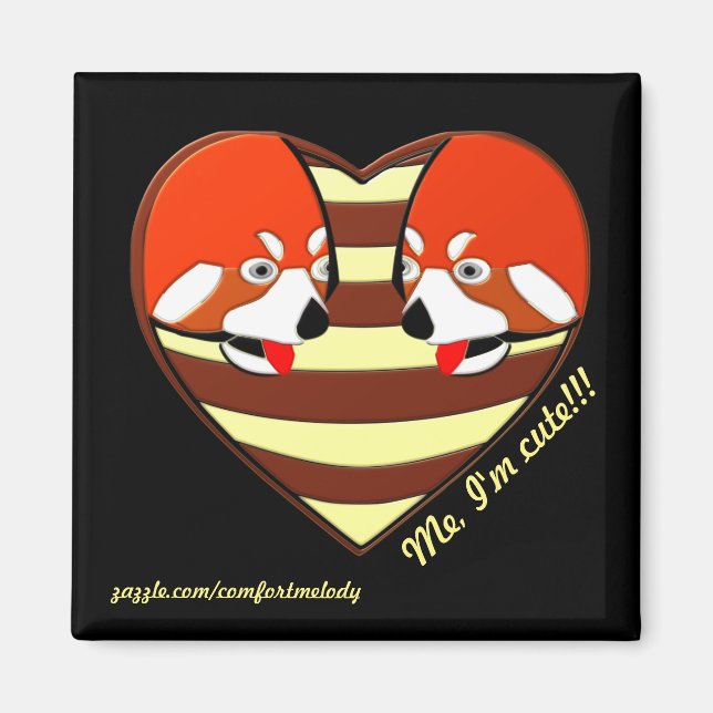 Red Panda Kärlek hjärta Magnet (Framsidan)