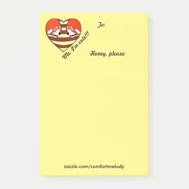 Red Panda Kärlek hjärta Post-it Block (Framsida)