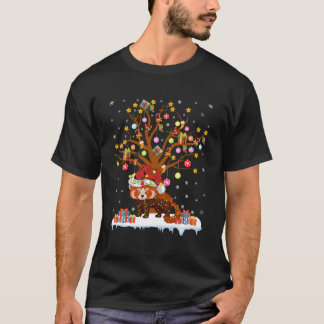 Red Panda Lighting Julafton Träd Gift Red Panda Kr T Shirt