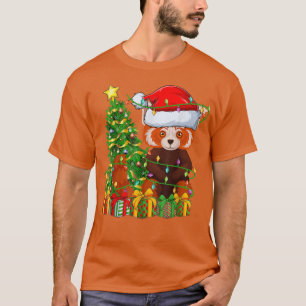 Red Panda Lighting Julafton Träd Matching Red Pand T Shirt