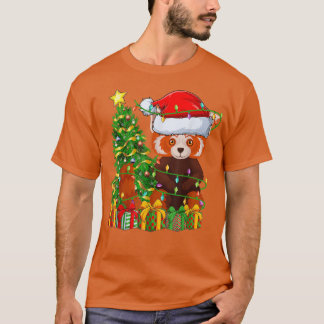 Red Panda Lighting Julafton Träd Matching Red Pand T Shirt